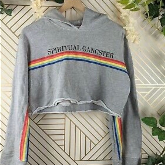 Spiritual gangster rainbow cropped hoodie size S - Picture 10 of 10